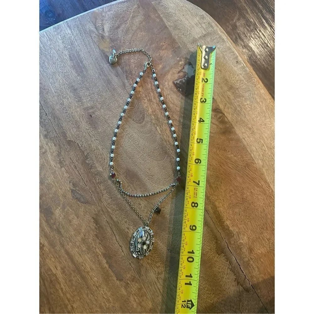 Betsey Johnson, oval zebra print beaded pendant
